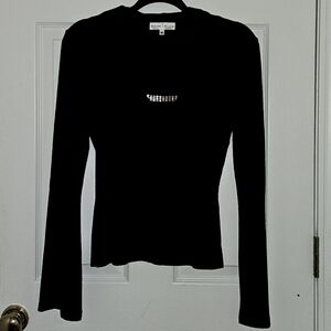 WHBM top w/ deep drape over vneck w/ crystal detail, size M, excellent condition